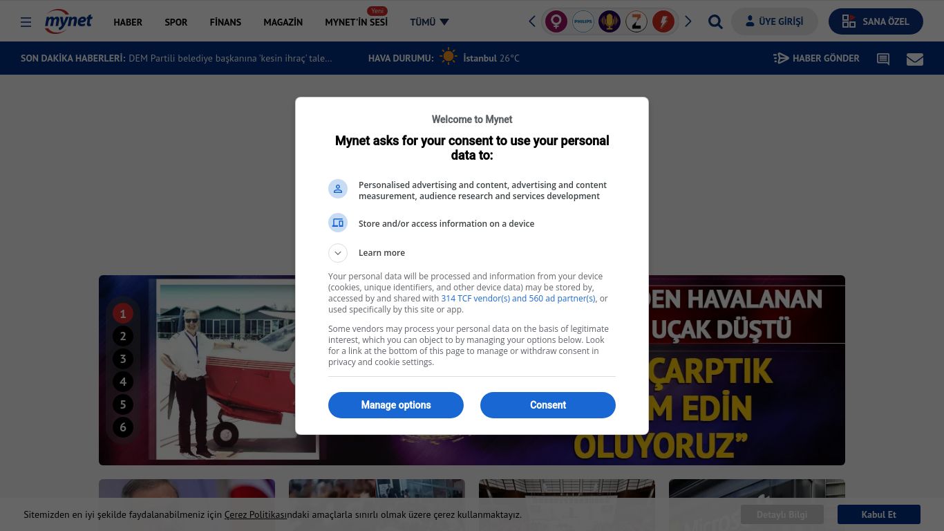 mynet.com website homepage - live status check by WebsiteDown.xyz