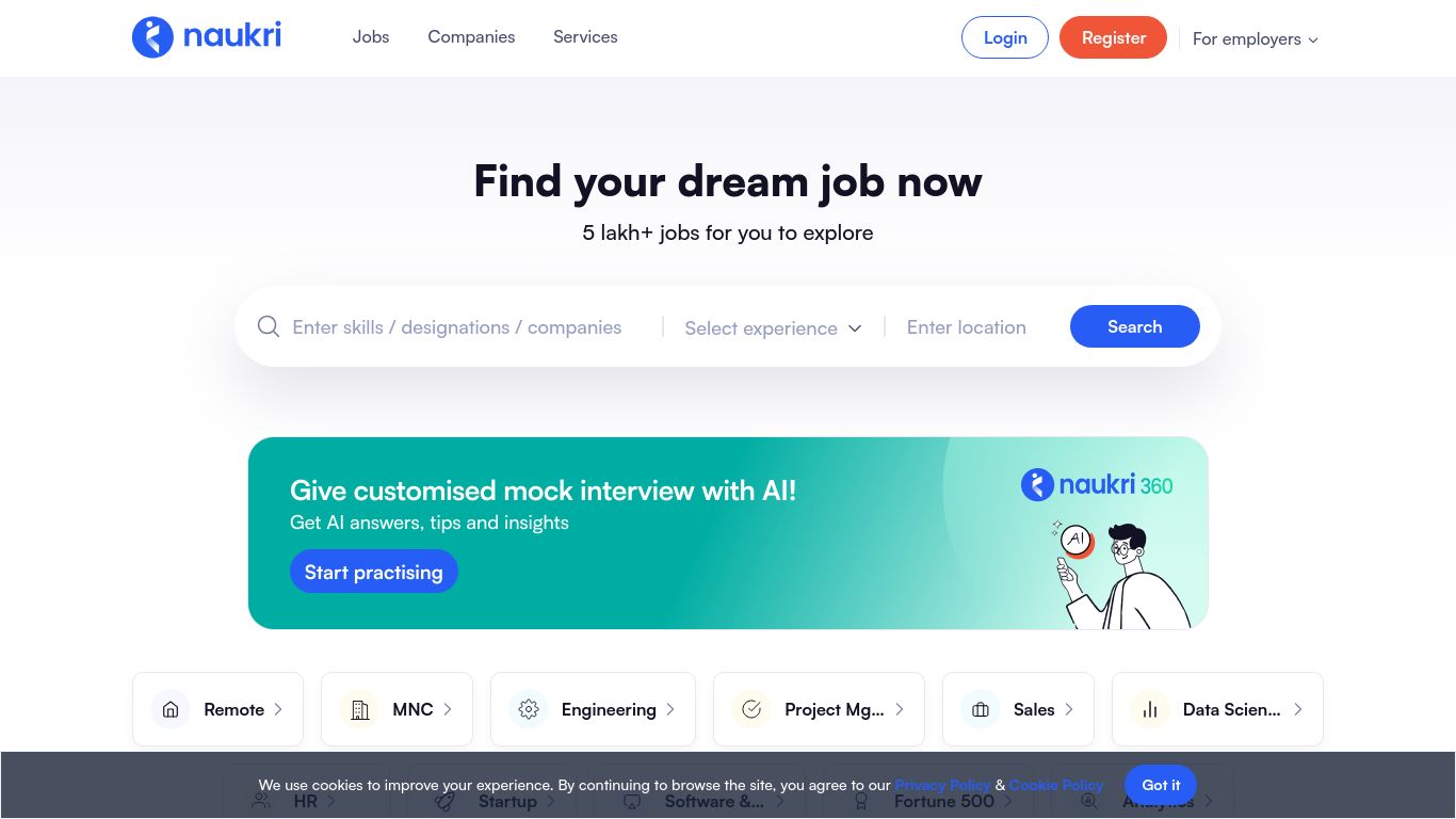 naukri.com website homepage - live status check by WebsiteDown.xyz