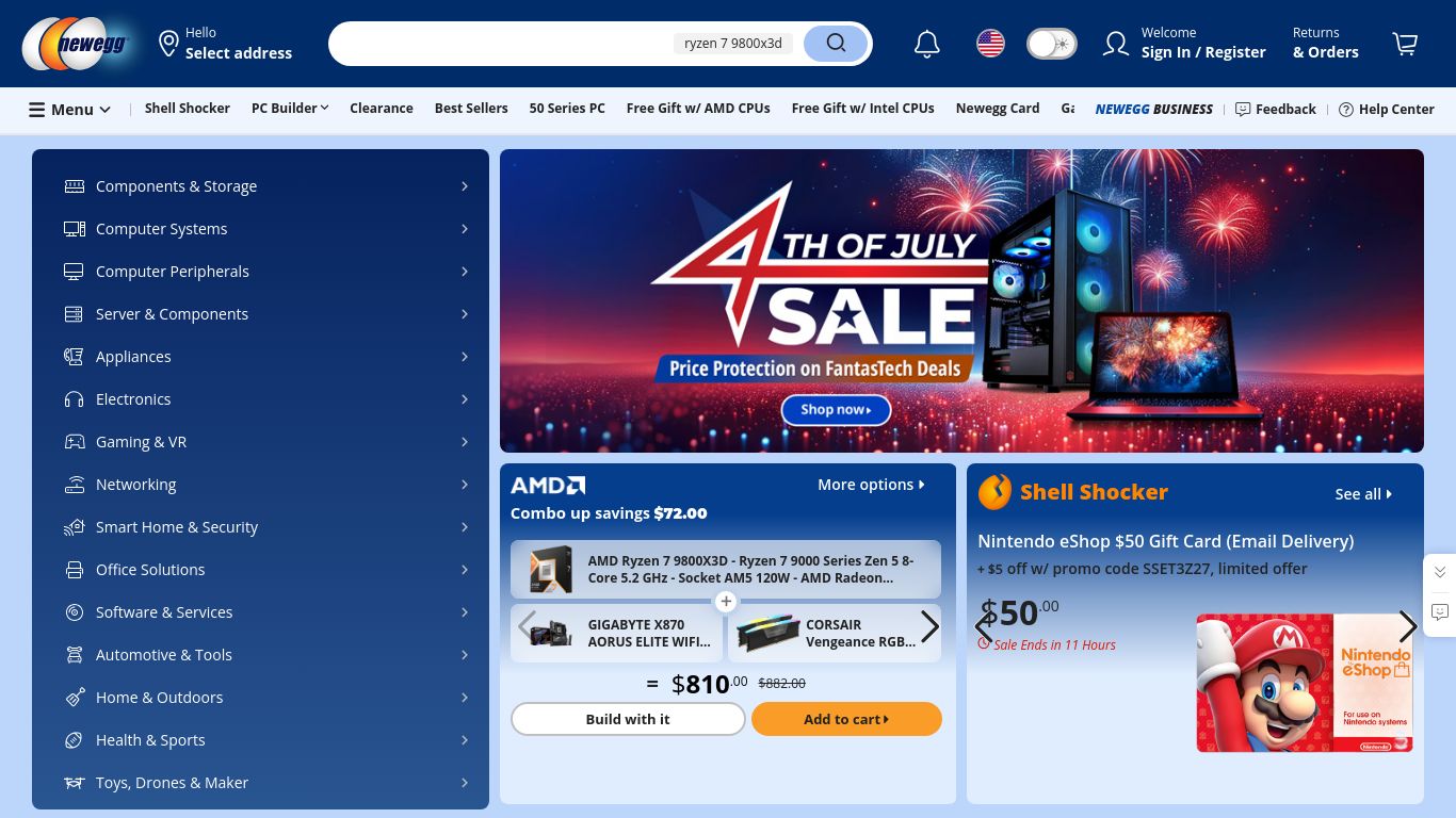 newegg.com website homepage - live status check by WebsiteDown.xyz