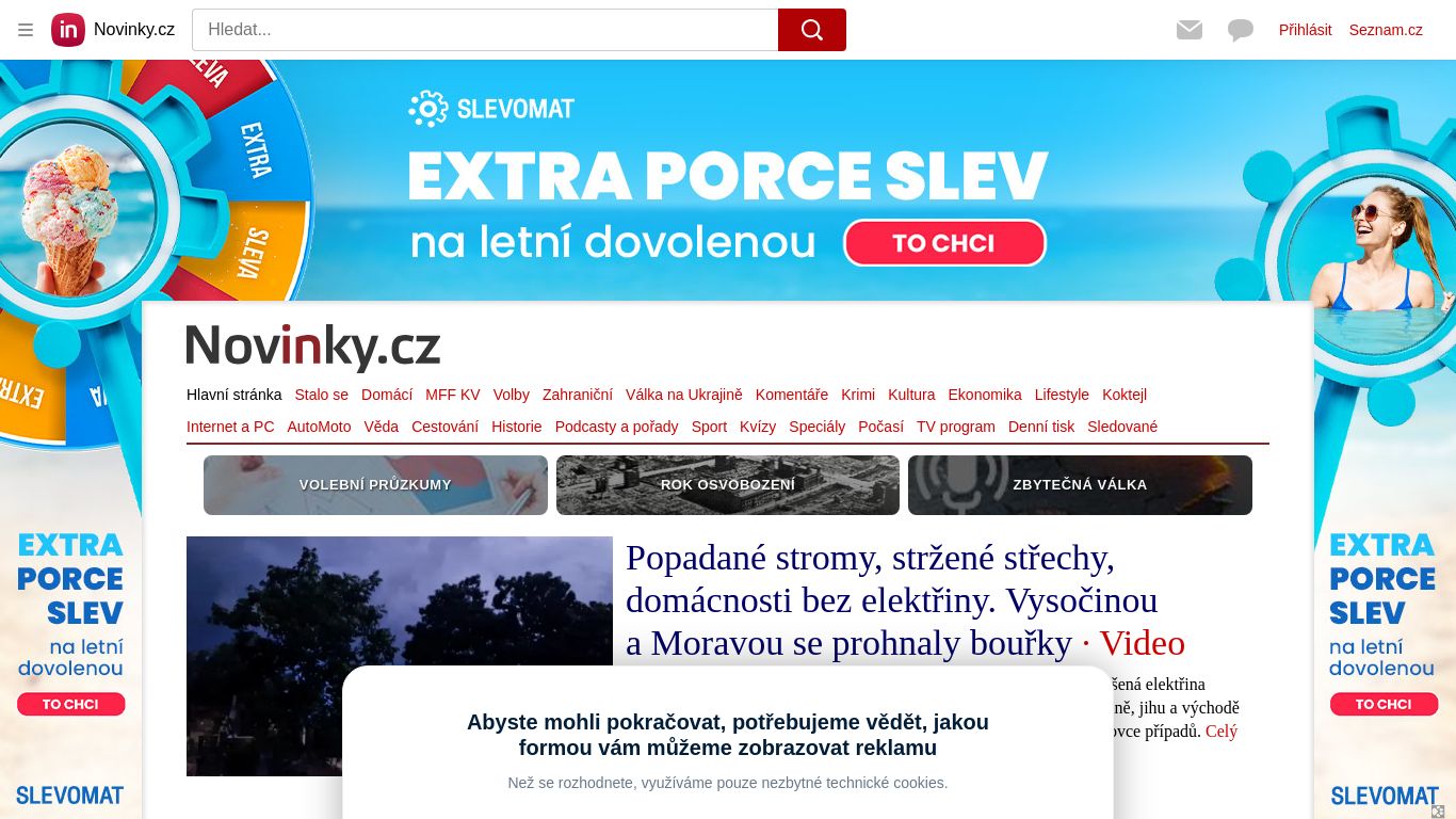 novinky.cz website homepage - live status check by WebsiteDown.xyz