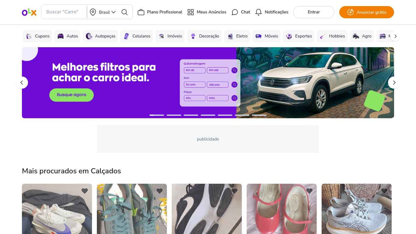 olx.com.br website homepage - live status check by WebsiteDown.xyz