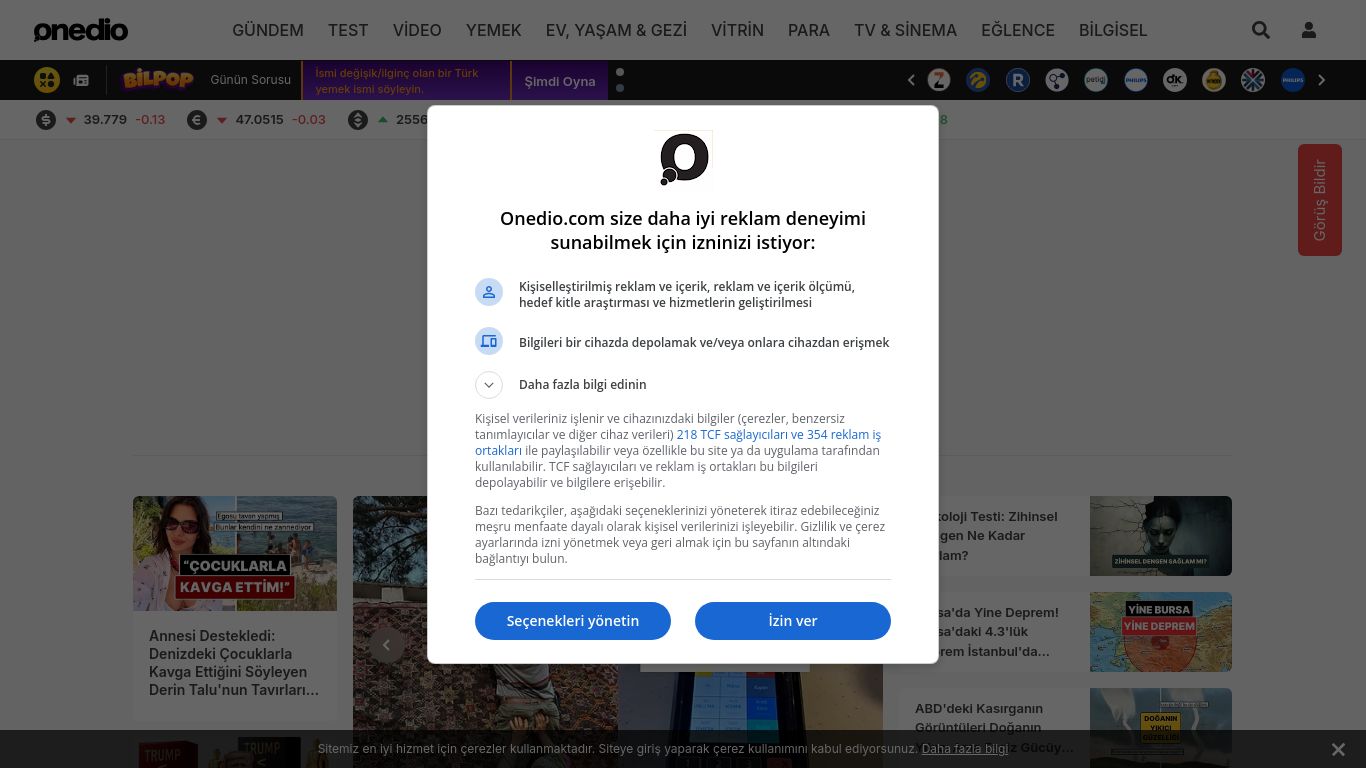 onedio.com website homepage - live status check by WebsiteDown.xyz