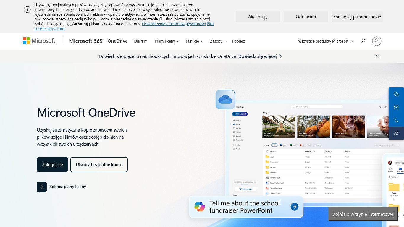 onedrive.live.com website homepage - live status check by WebsiteDown.xyz