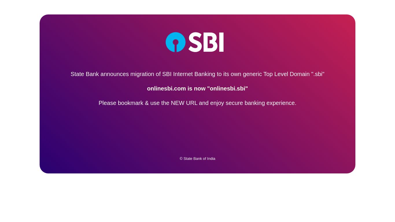 onlinesbi.com website homepage - live status check by WebsiteDown.xyz