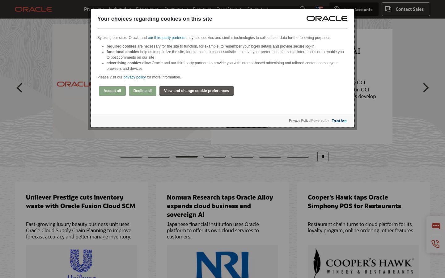 oracle.com website homepage - live status check by WebsiteDown.xyz