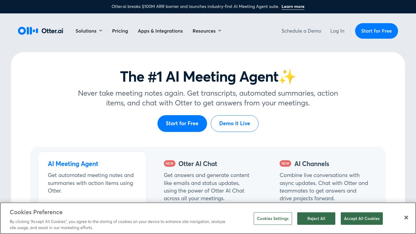 otter.ai website homepage - live status check by WebsiteDown.xyz
