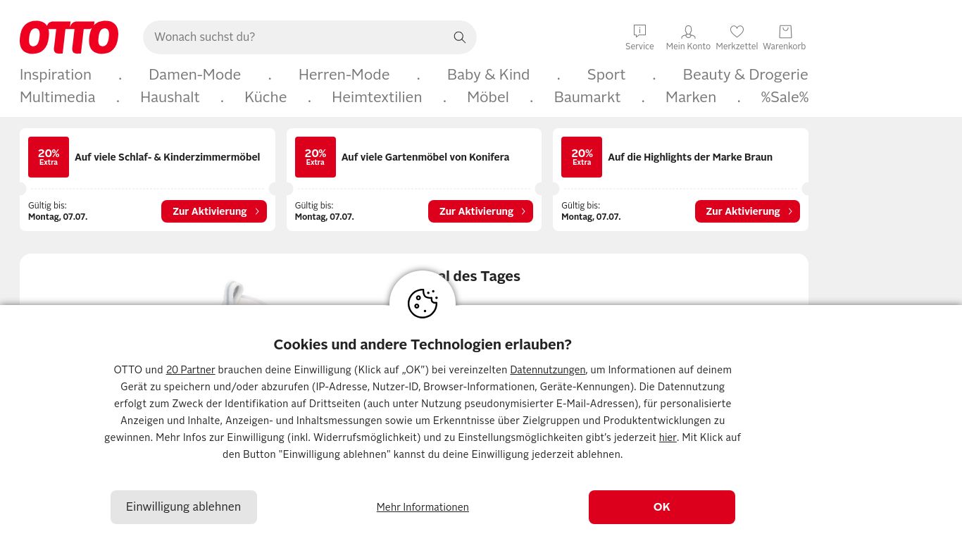 otto.de website homepage - live status check by WebsiteDown.xyz