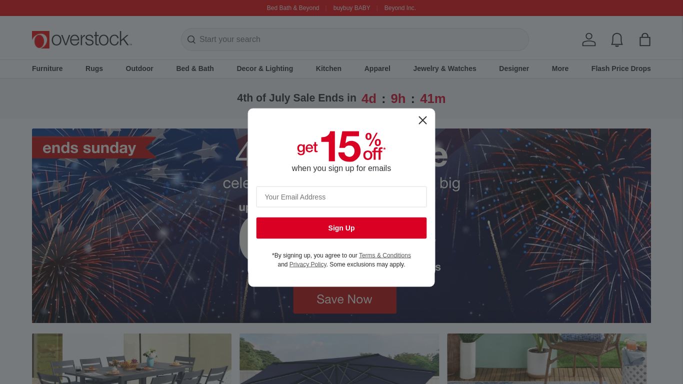 overstock.com website homepage - live status check by WebsiteDown.xyz