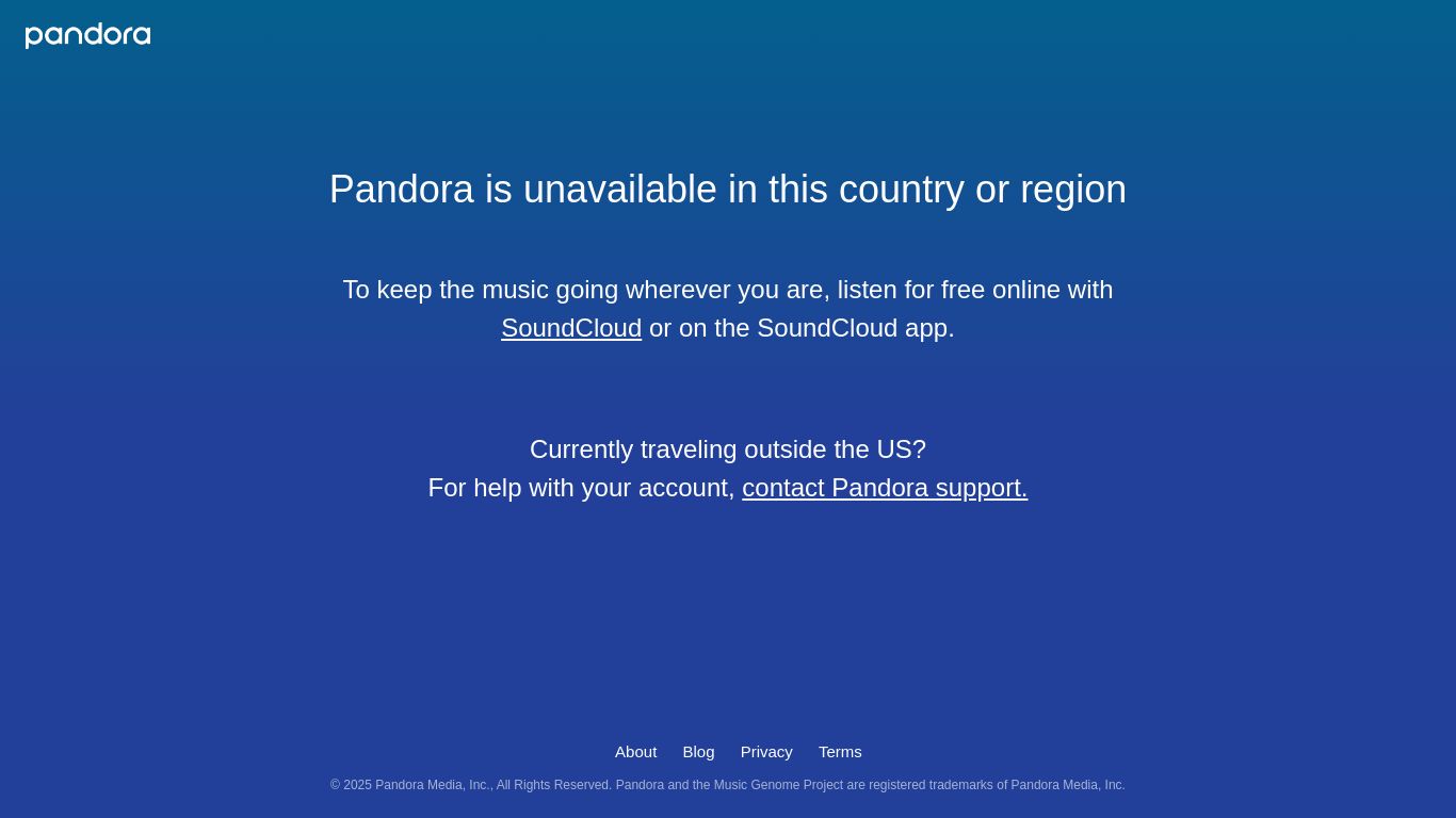 pandora.com website homepage - live status check by WebsiteDown.xyz