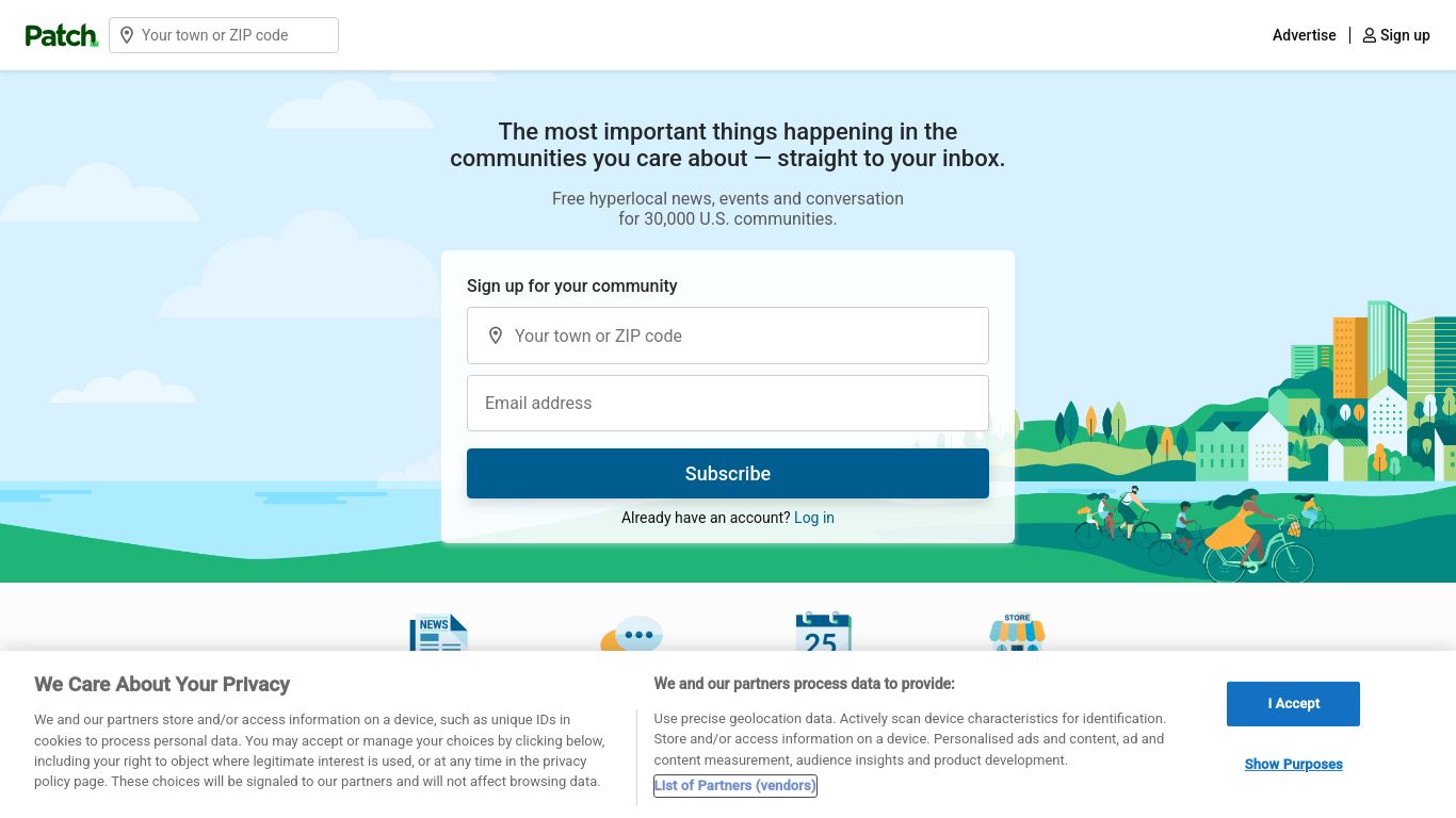 patch.com website homepage - live status check by WebsiteDown.xyz