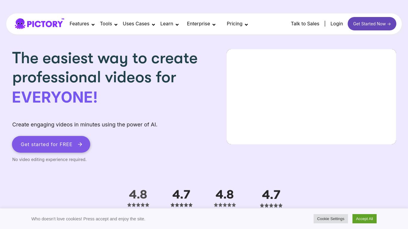 pictory.ai website homepage - live status check by WebsiteDown.xyz