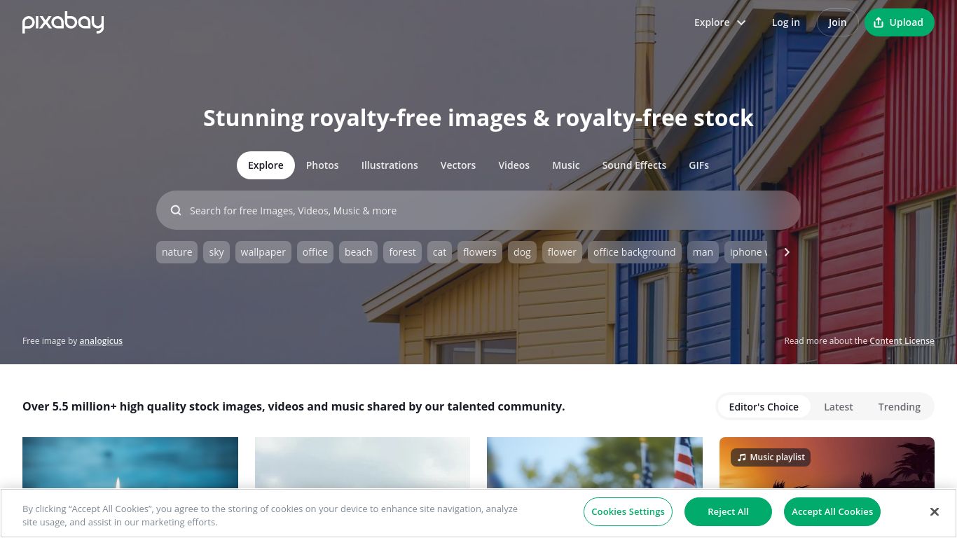 pixabay.com website homepage - live status check by WebsiteDown.xyz