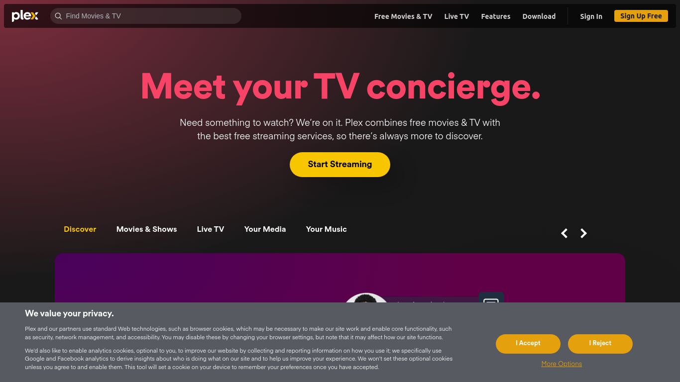plex.tv website homepage - live status check by WebsiteDown.xyz