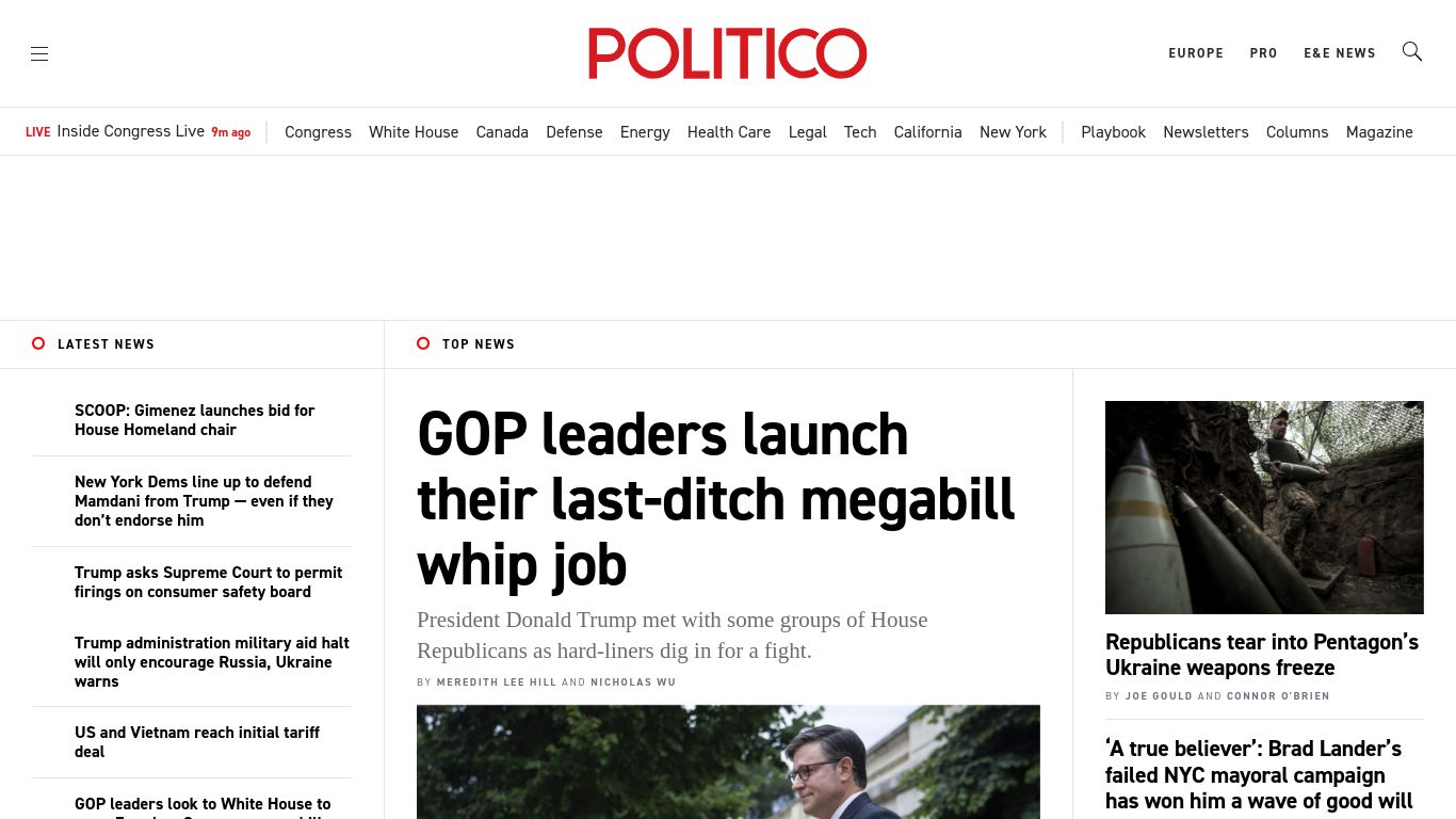 politico.com website homepage - live status check by WebsiteDown.xyz