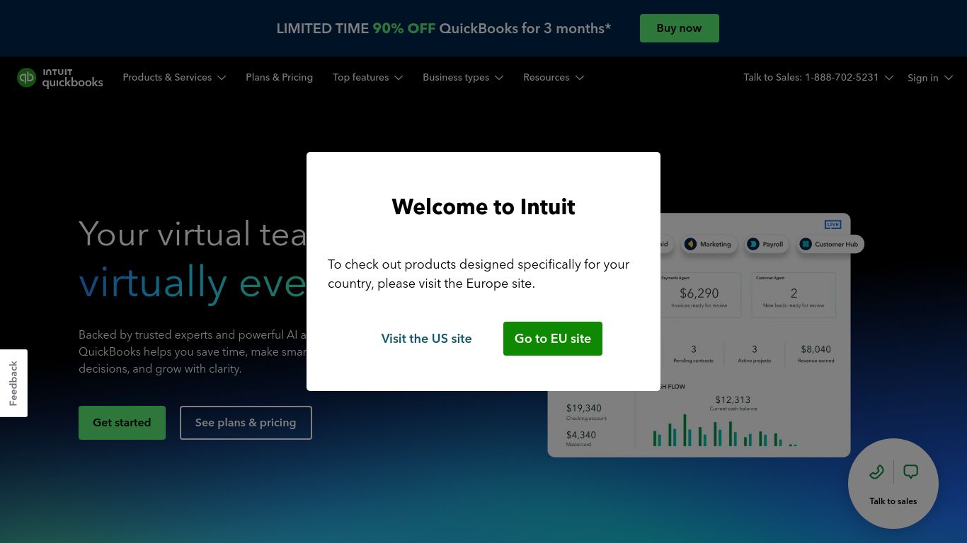 quickbooks.intuit.com website homepage - live status check by WebsiteDown.xyz