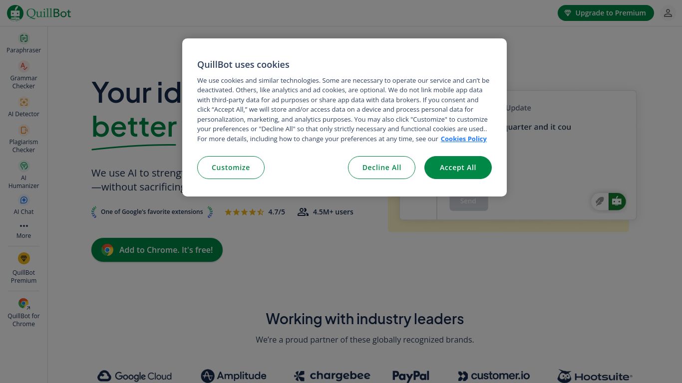 quillbot.com website homepage - live status check by WebsiteDown.xyz