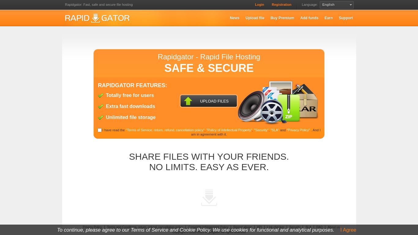rapidgator.net website homepage - live status check by WebsiteDown.xyz