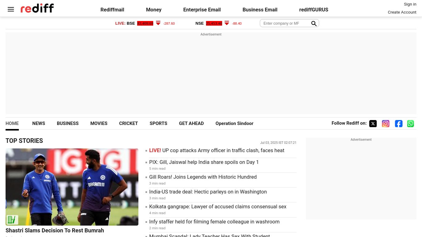 rediff.com website homepage - live status check by WebsiteDown.xyz