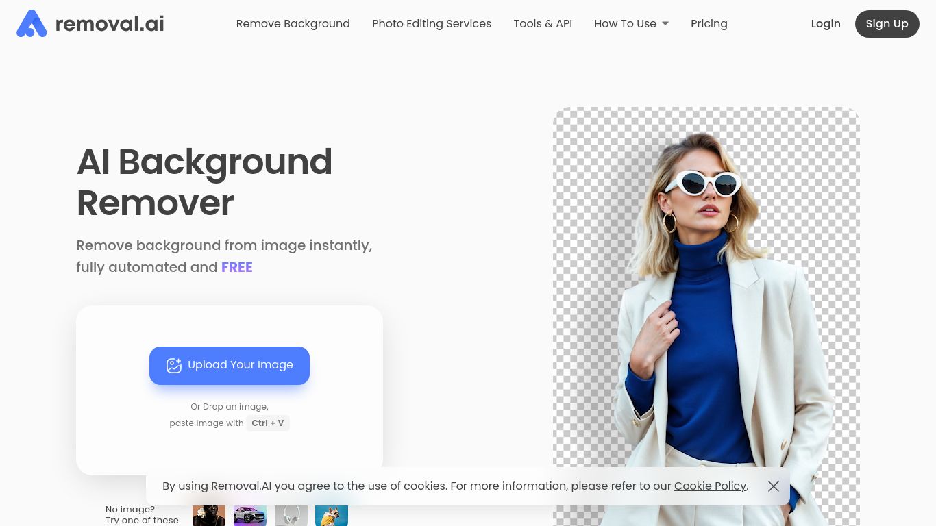 removal.ai website homepage - live status check by WebsiteDown.xyz