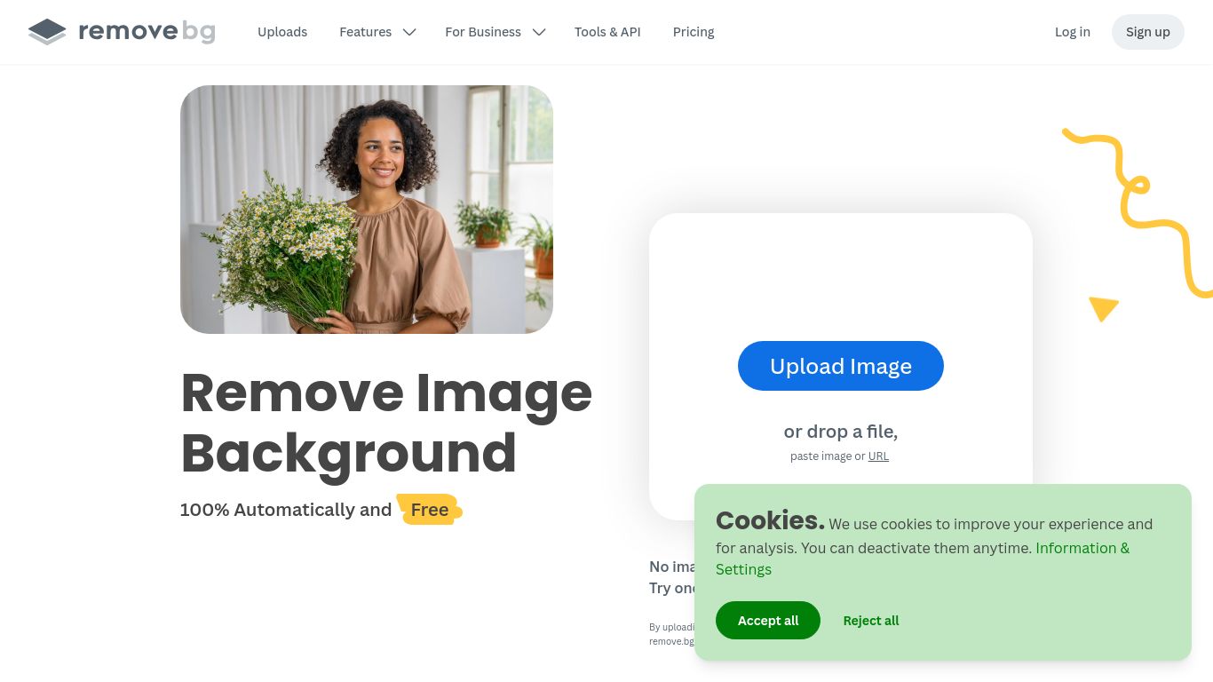 remove.bg website homepage - live status check by WebsiteDown.xyz