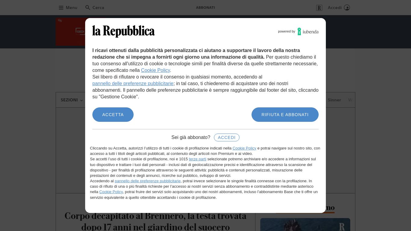 repubblica.it website homepage - live status check by WebsiteDown.xyz