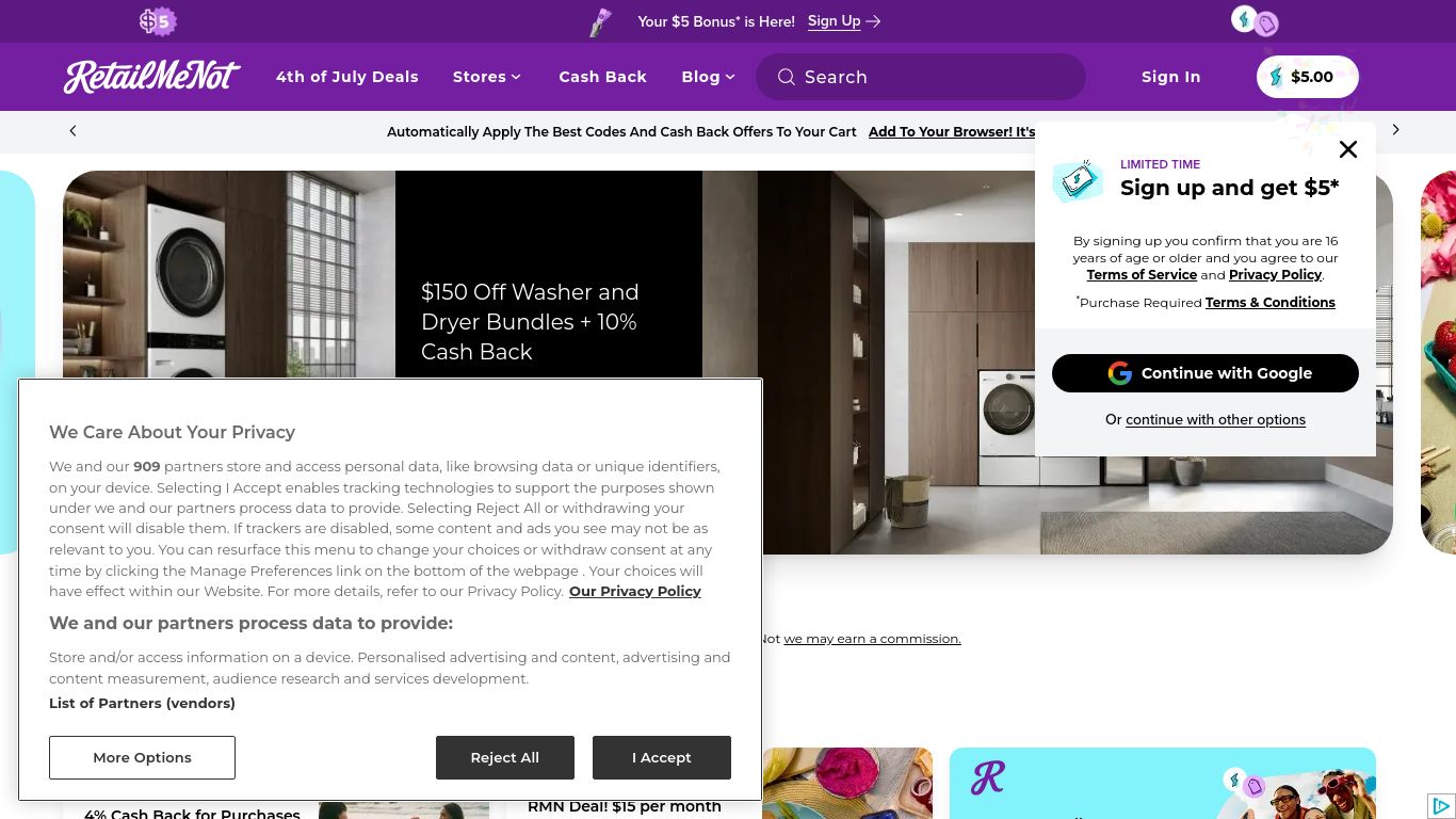 retailmenot.com website homepage - live status check by WebsiteDown.xyz
