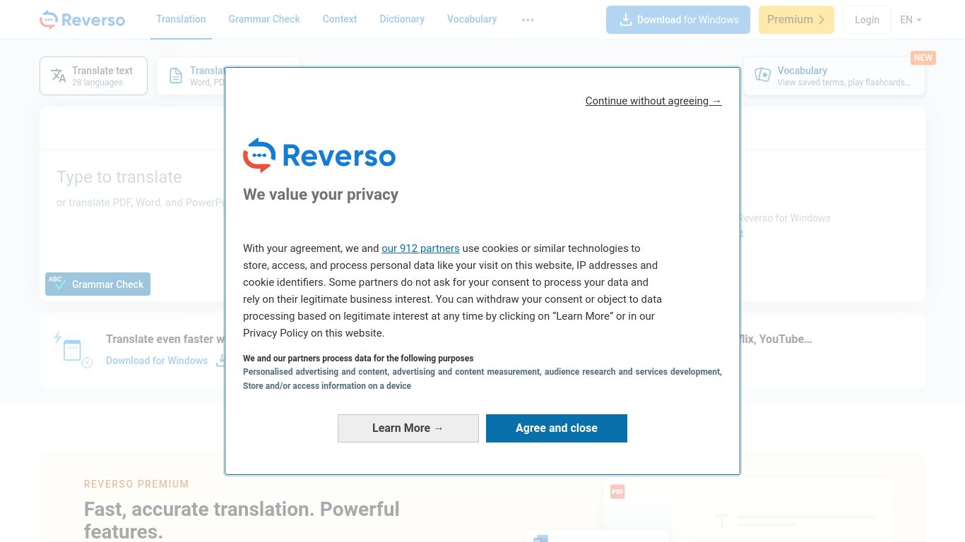 reverso.net website homepage - live status check by WebsiteDown.xyz
