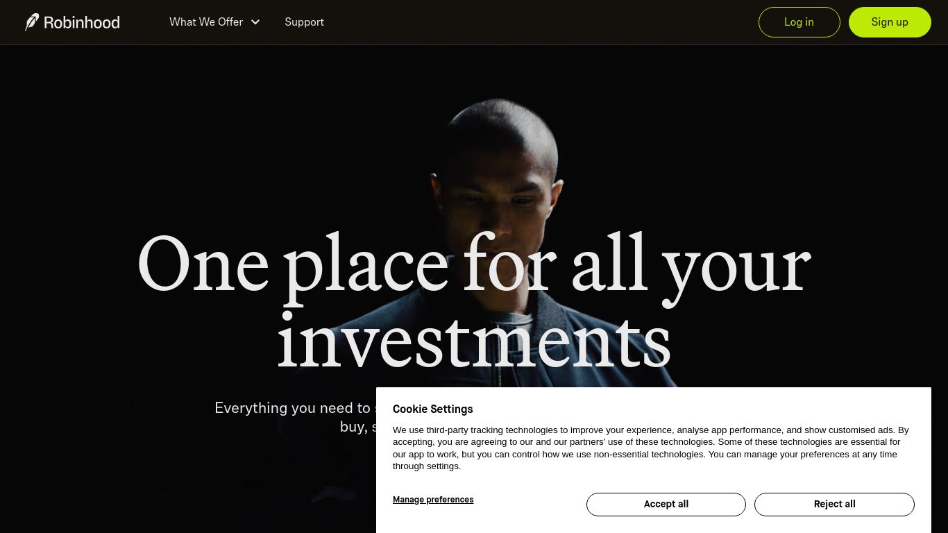 robinhood.com website homepage - live status check by WebsiteDown.xyz