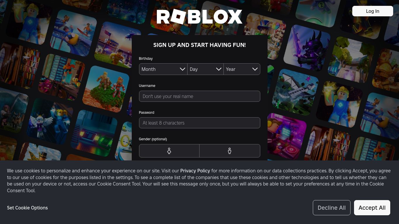 roblox.com website homepage - live status check by WebsiteDown.xyz