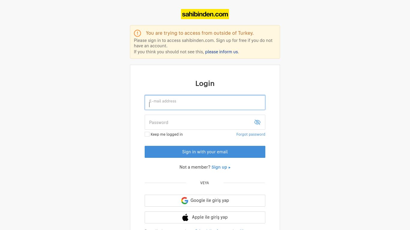sahibinden.com website homepage - live status check by WebsiteDown.xyz