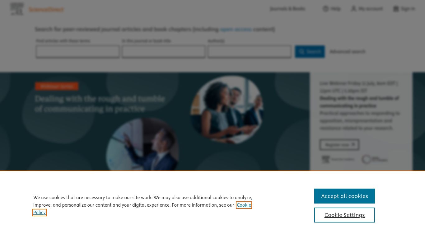 sciencedirect.com website homepage - live status check by WebsiteDown.xyz