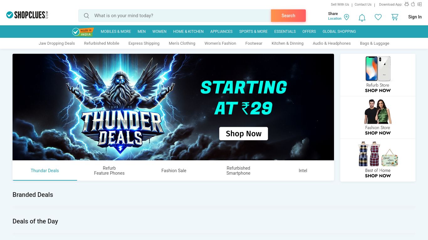 shopclues.com website homepage - live status check by WebsiteDown.xyz