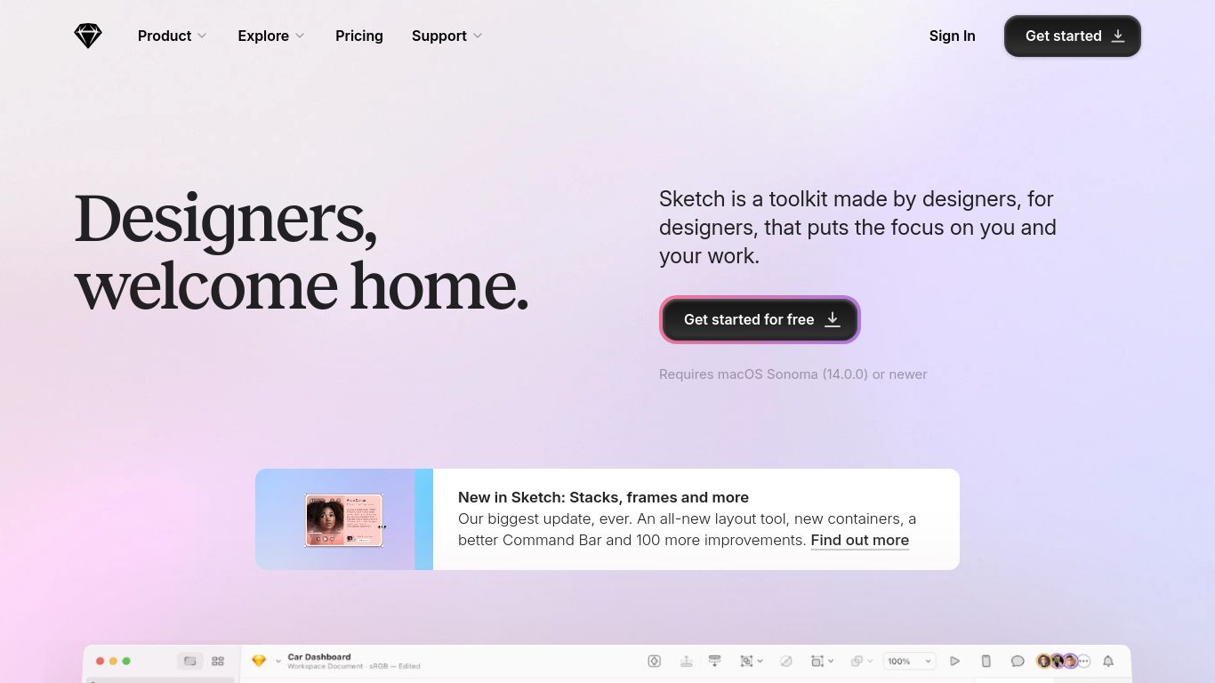 sketch.com website homepage - live status check by WebsiteDown.xyz