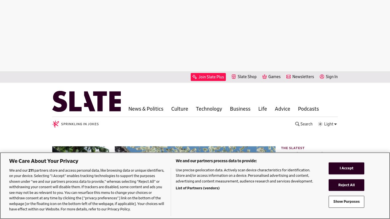 slate.com website homepage - live status check by WebsiteDown.xyz
