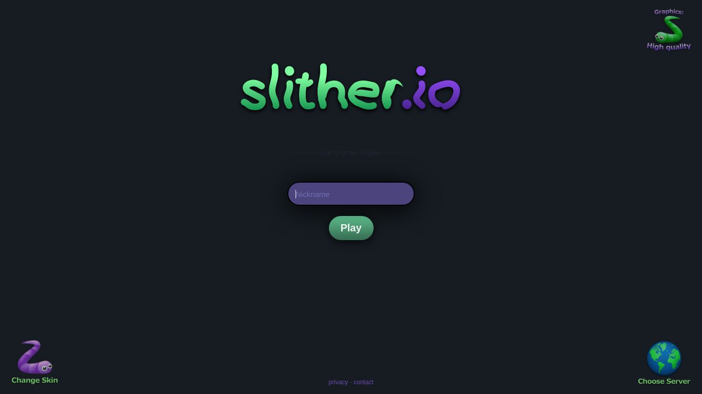 slither.io website homepage - live status check by WebsiteDown.xyz