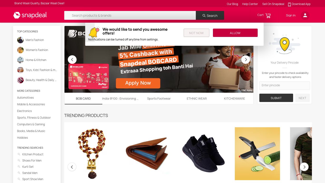 snapdeal.com website homepage - live status check by WebsiteDown.xyz