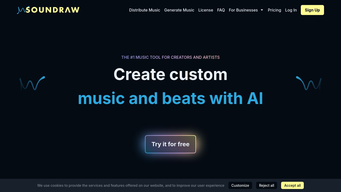 soundraw.io website homepage - live status check by WebsiteDown.xyz