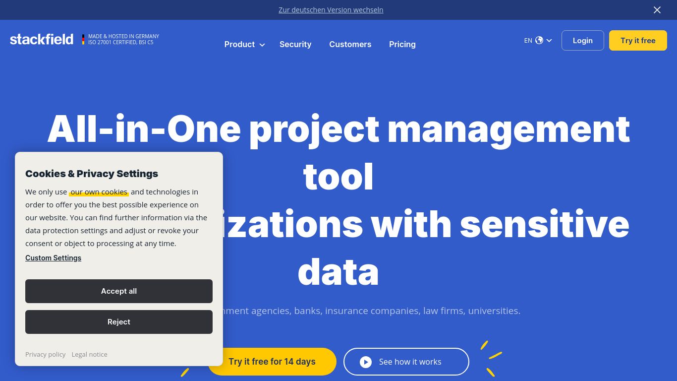 stackfield.com website homepage - live status check by WebsiteDown.xyz