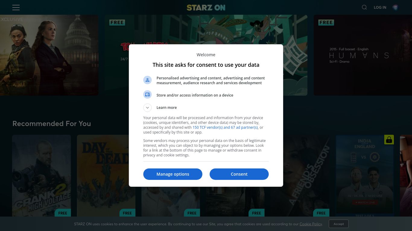 starzplay.com website homepage - live status check by WebsiteDown.xyz