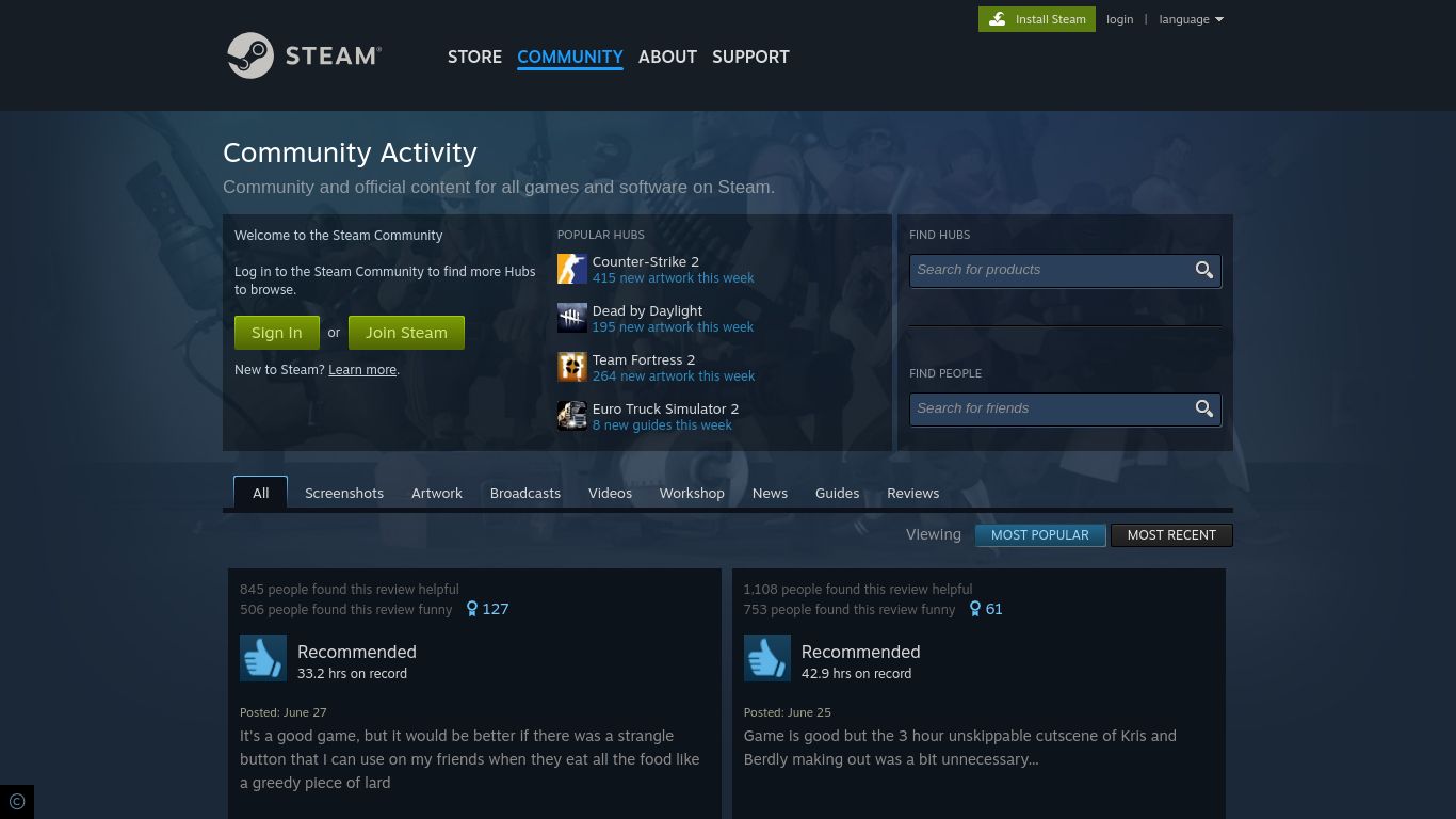 steamcommunity.com website homepage - live status check by WebsiteDown.xyz