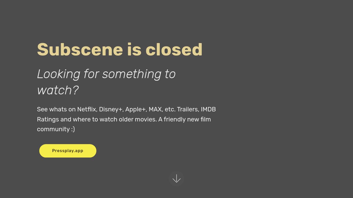 subscene.com website homepage - live status check by WebsiteDown.xyz
