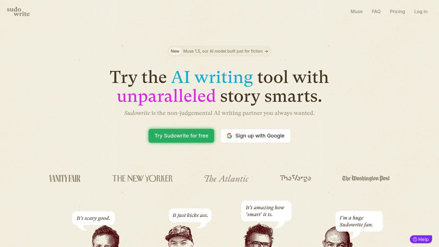 sudowrite.com website homepage - live status check by WebsiteDown.xyz