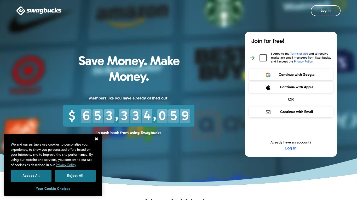 swagbucks.com website homepage - live status check by WebsiteDown.xyz