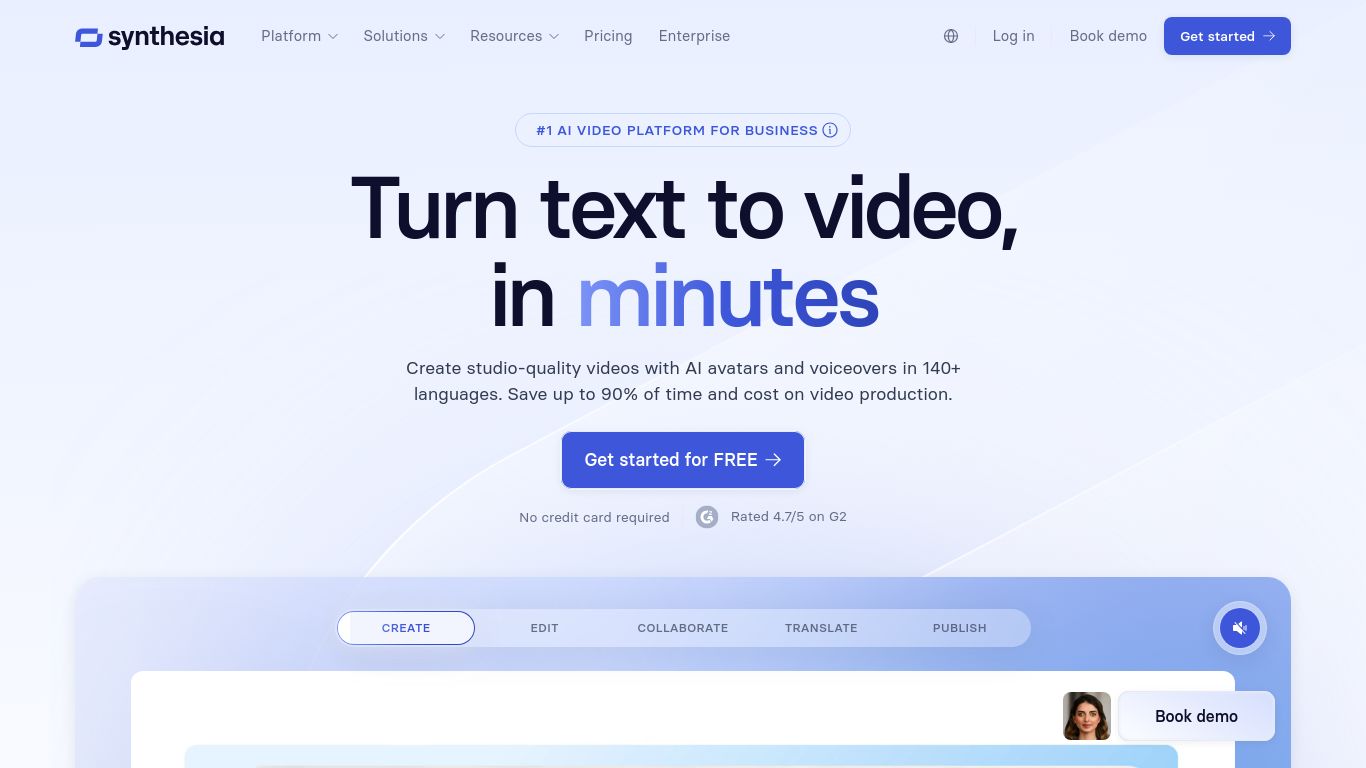 synthesia.io website homepage - live status check by WebsiteDown.xyz