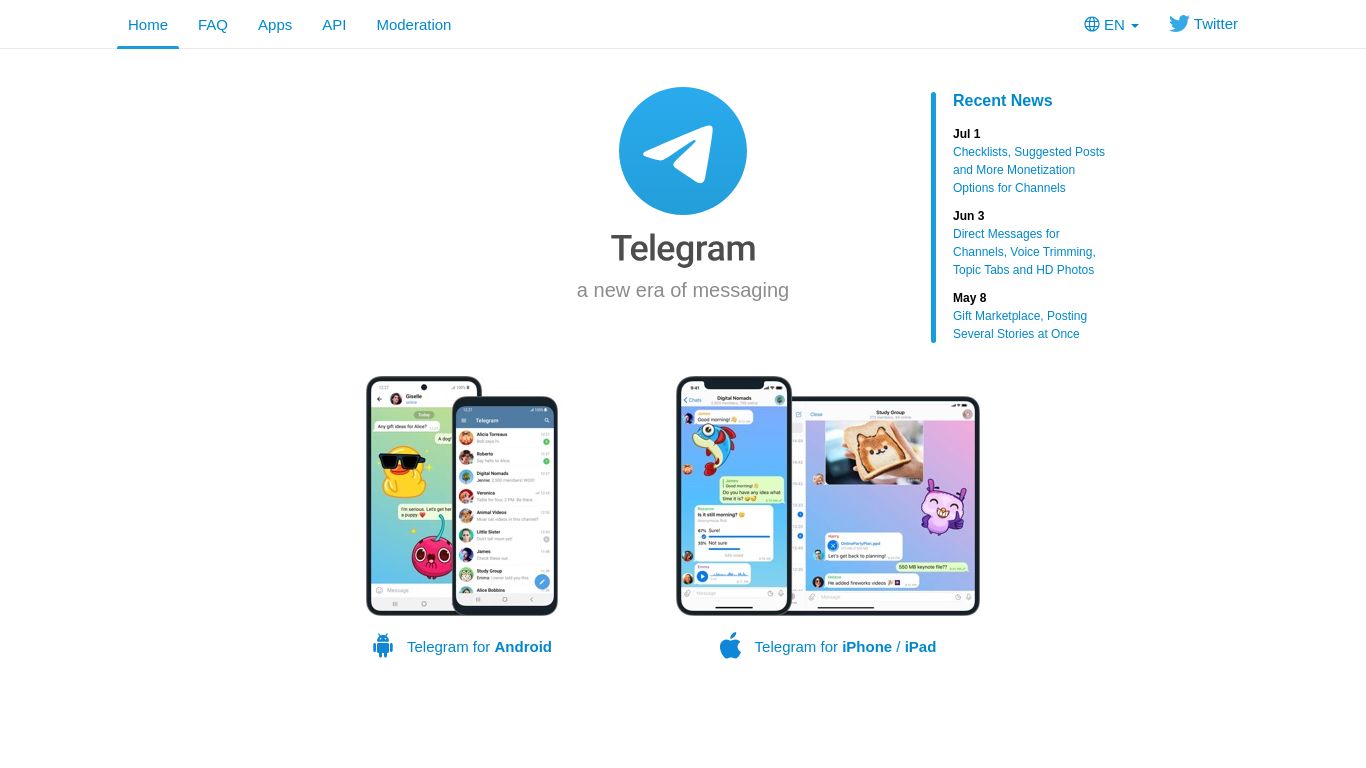 telegram.me website homepage - live status check by WebsiteDown.xyz
