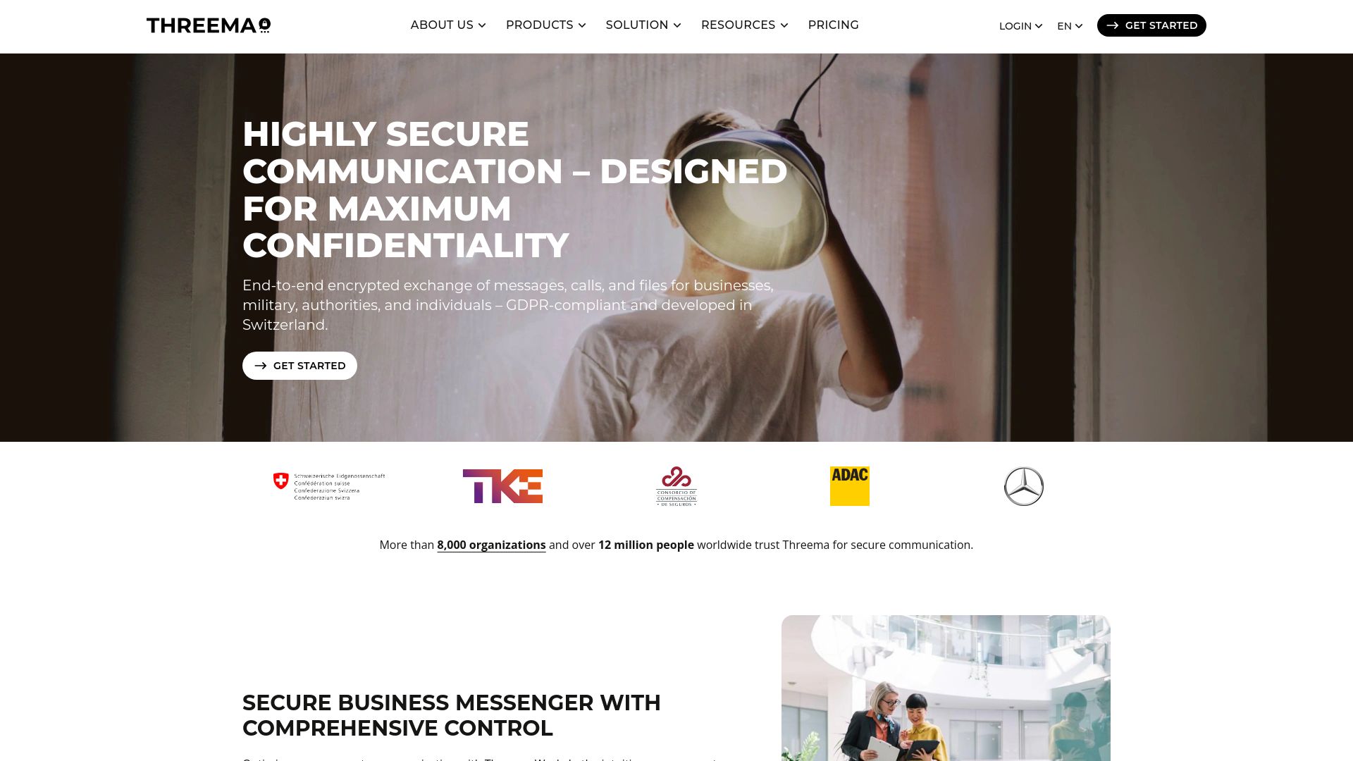 threema.ch website homepage - live status check by WebsiteDown.xyz
