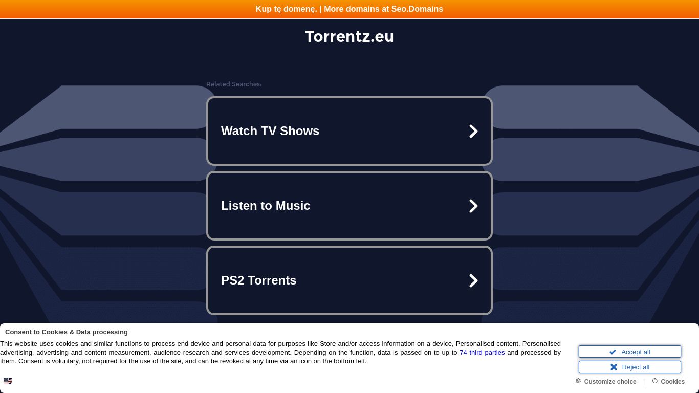 torrentz.eu website homepage - live status check by WebsiteDown.xyz