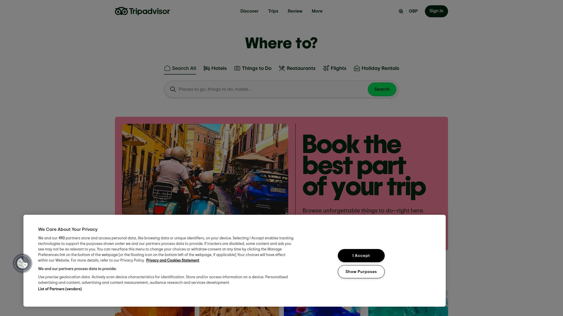 tripadvisor.co.uk website homepage - live status check by WebsiteDown.xyz