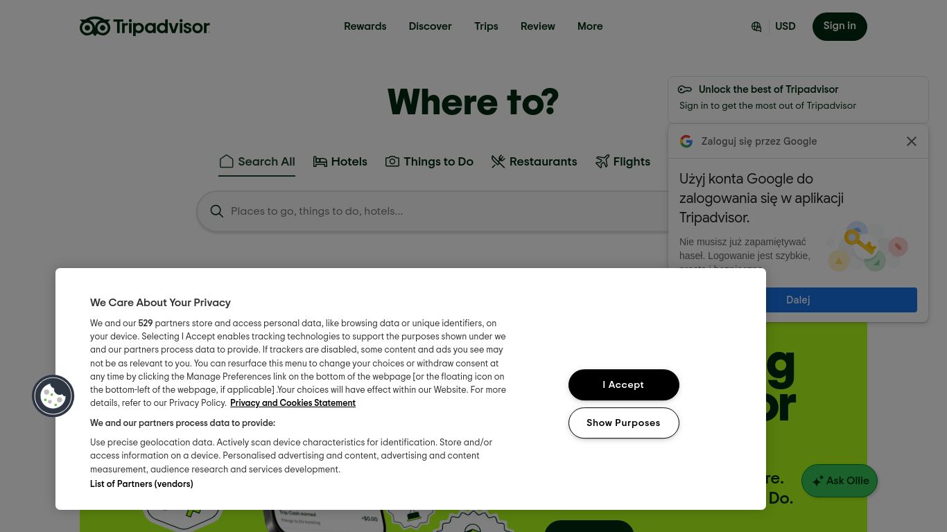 tripadvisor.com website homepage - live status check by WebsiteDown.xyz