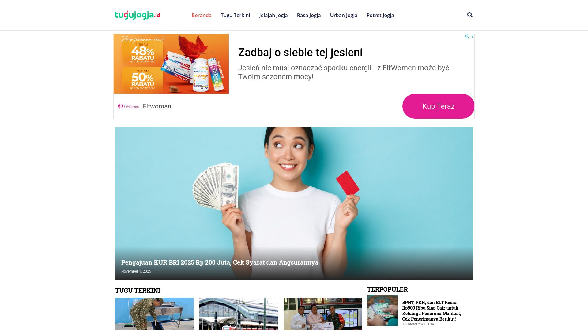 tugujogja.id website homepage - live status check by WebsiteDown.xyz